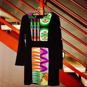 Desigual black dress with retro print size m